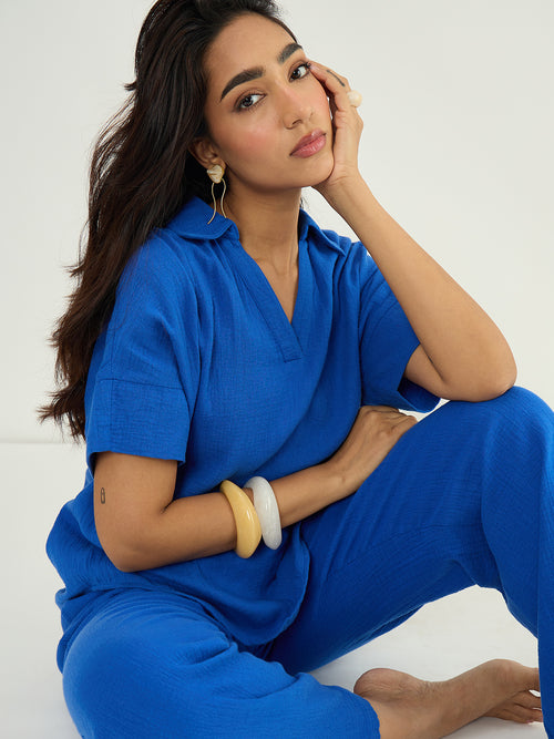 CloudComfort Gauze Blue Co-ord Set