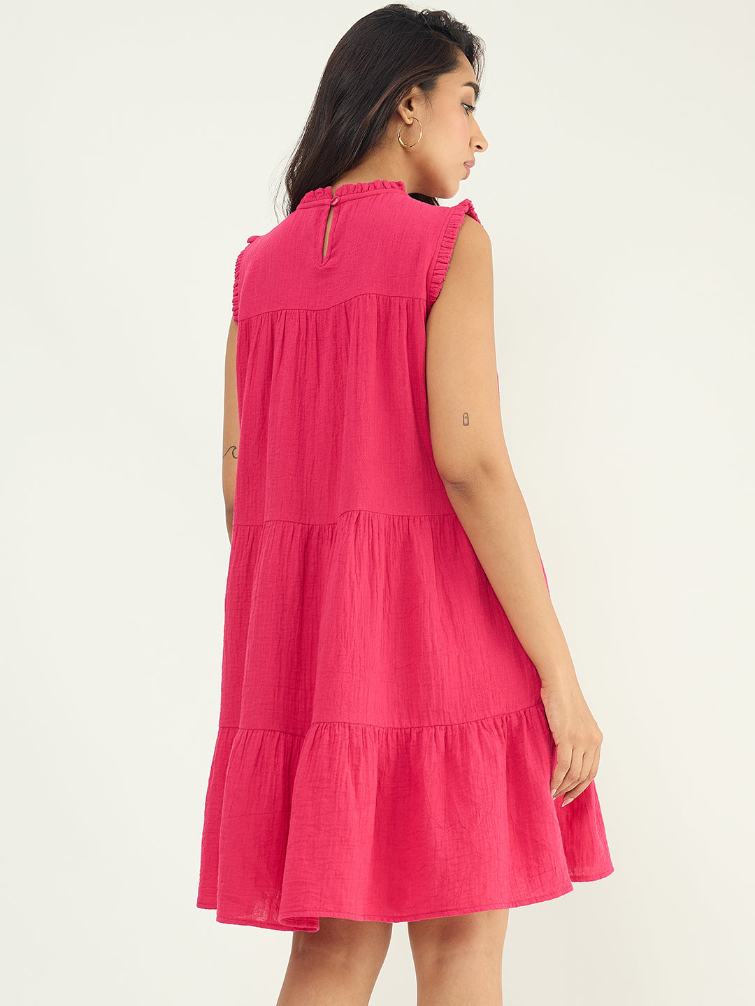 CloudComfort Gauze Pink Tiered Dress