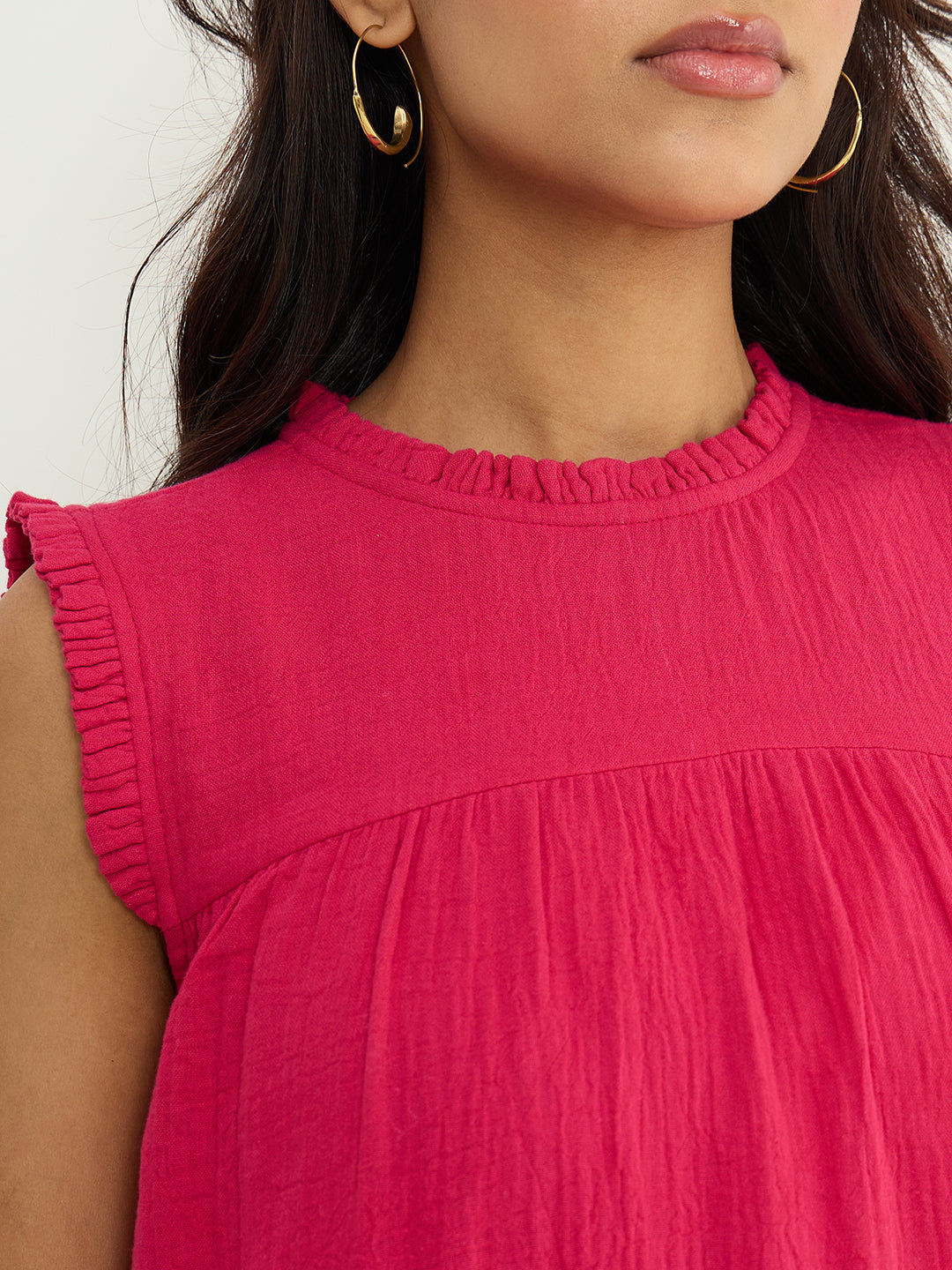 CloudComfort Gauze Pink Tiered Dress