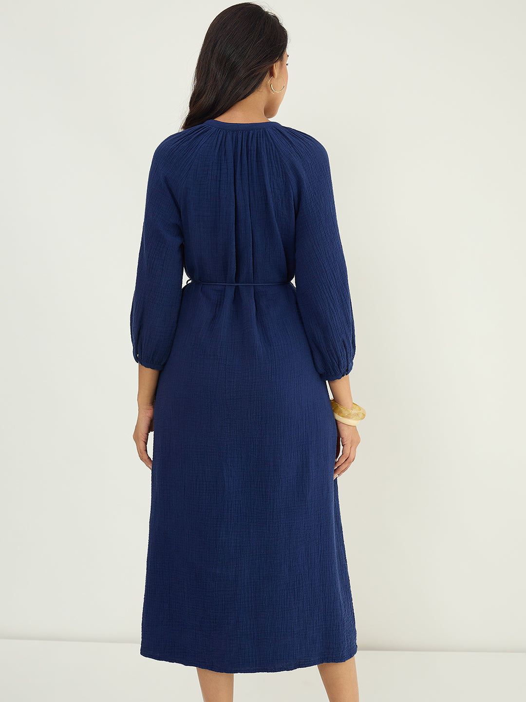 CloudComfort Gauze Navy Midi Dress