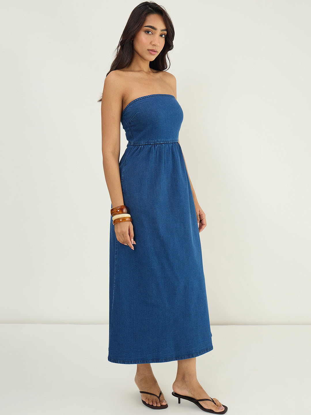 DenimStretch Navy Tube Maxi Dress