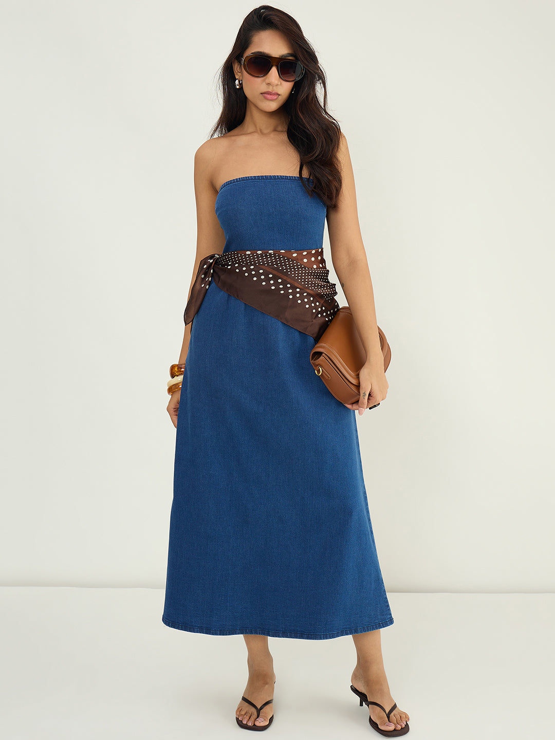 DenimStretch Navy Tube Maxi Dress