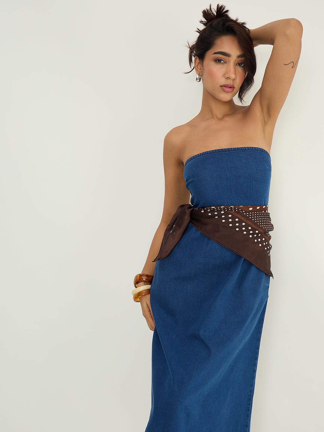 DenimStretch Navy Tube Maxi Dress