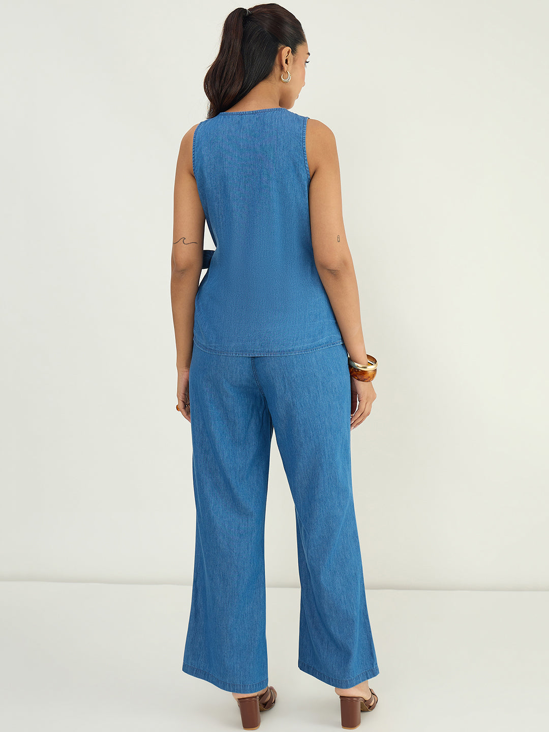 DenimLite Mid Blue Wrap Top Co-ord
