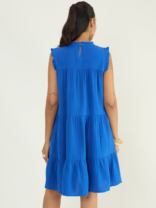 CloudComfort Gauze Blue Mini Dress