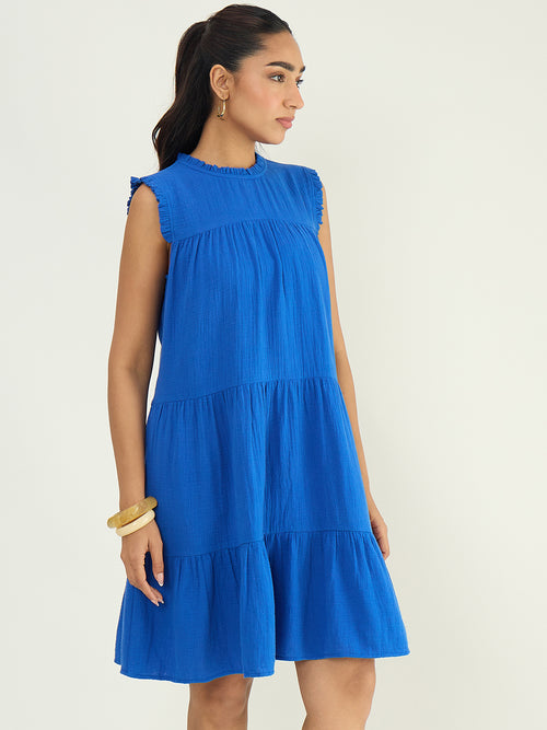 CloudComfort Gauze Blue Mini Dress