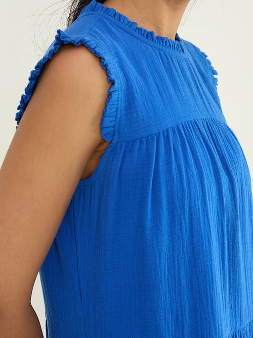 CloudComfort Gauze Blue Mini Dress