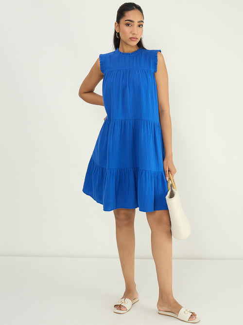CloudComfort Gauze Blue Mini Dress