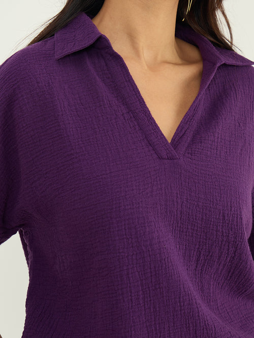 CloudComfort Gauze Deep Plum Co-ord Set