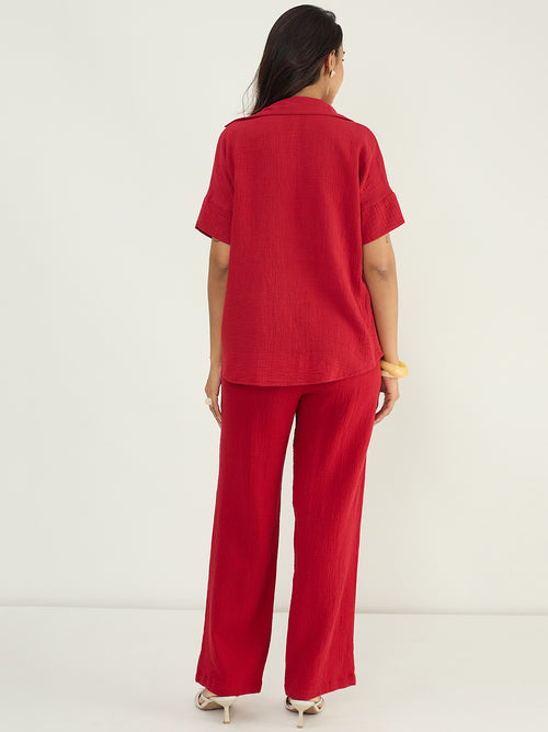 CloudComfort Gauze Red Co-ord Set