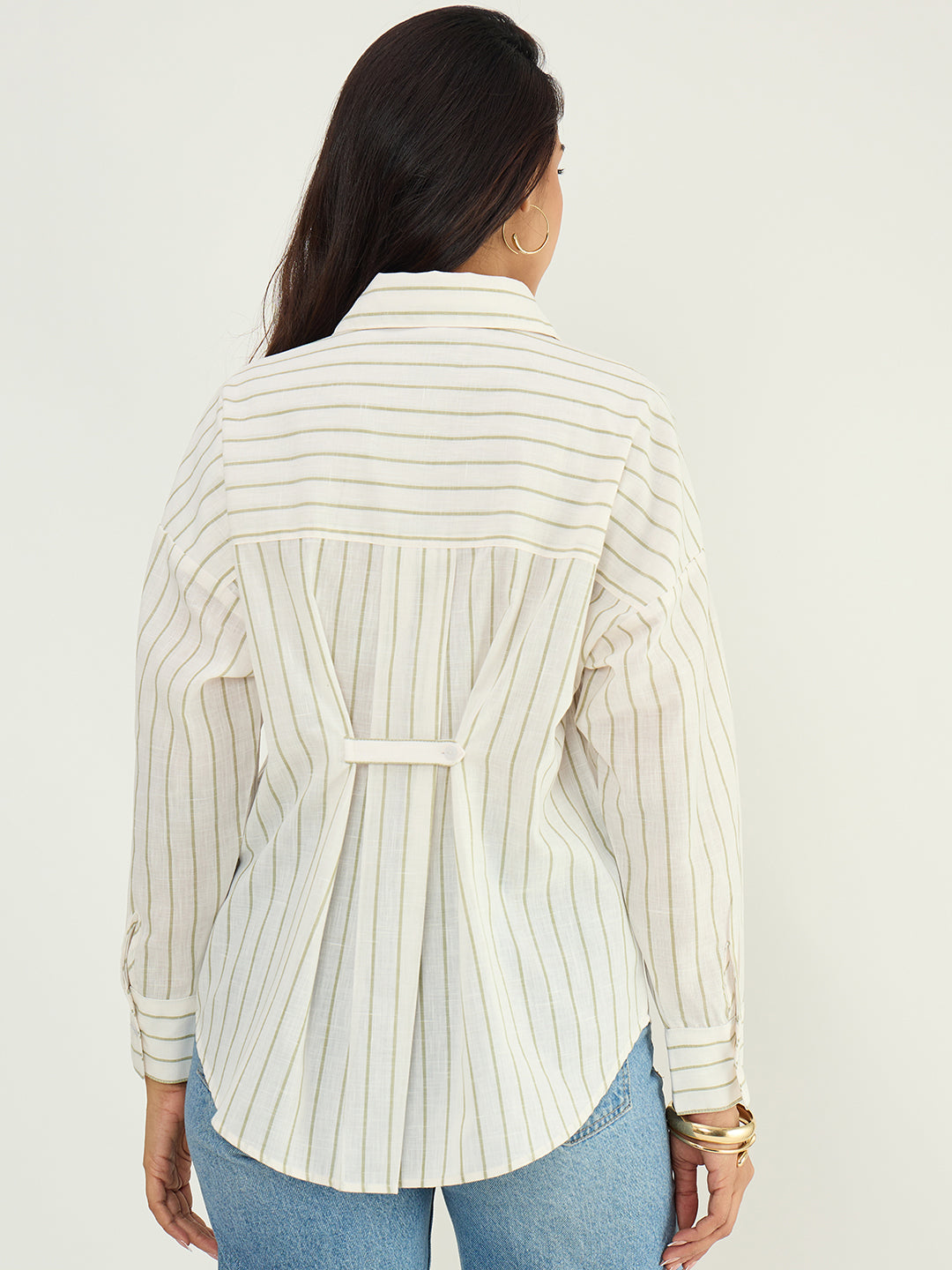Off-White Stripe Cotton Linen Shirt