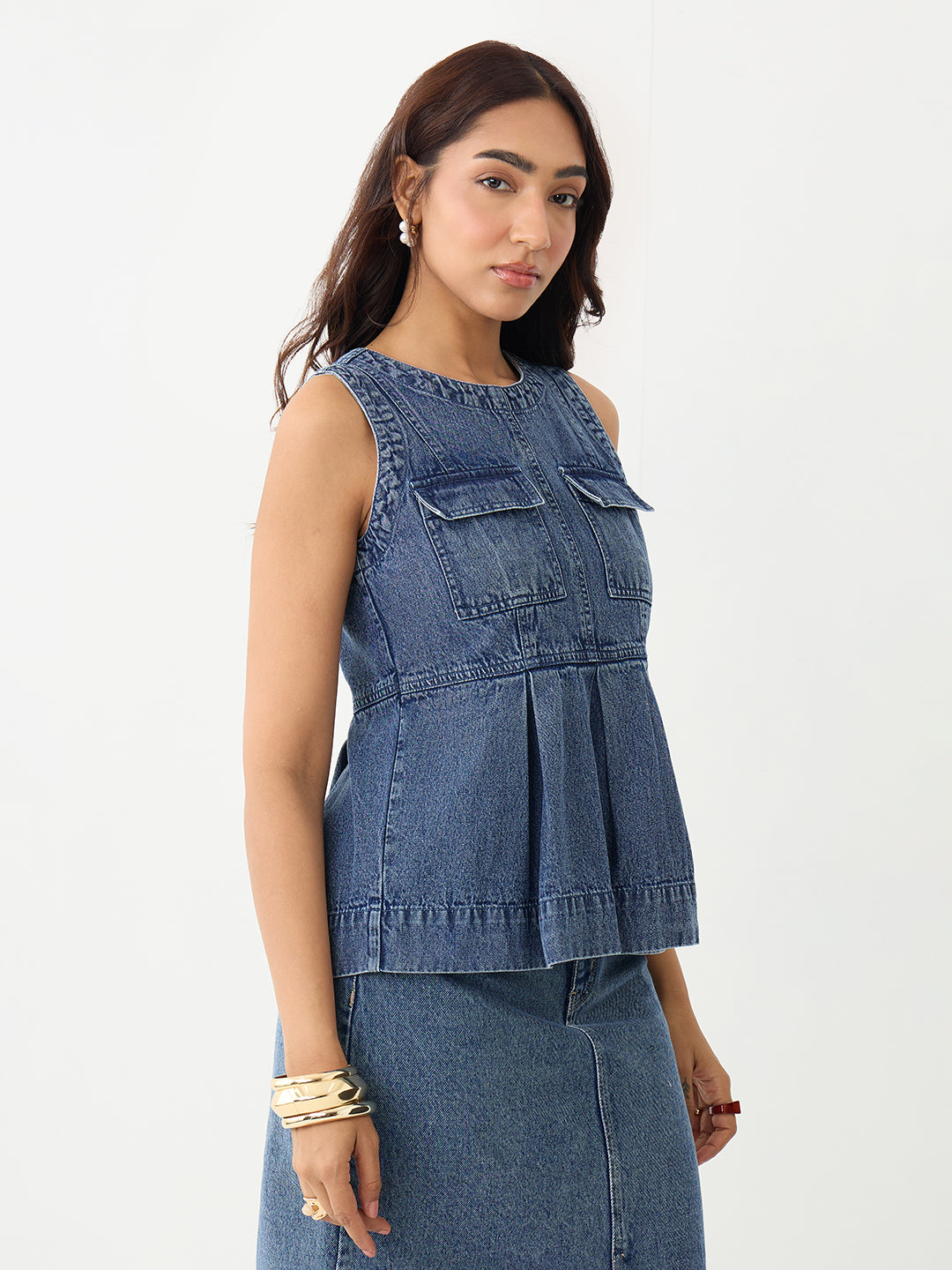 DenimClassic Acid Blue Peplum Top