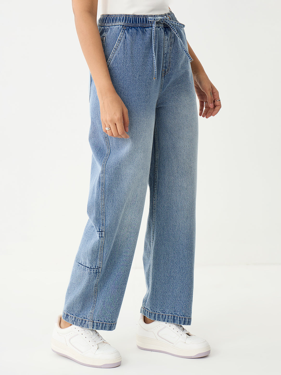 DenimClassic Blue Drawstring Detail Travel Jeans