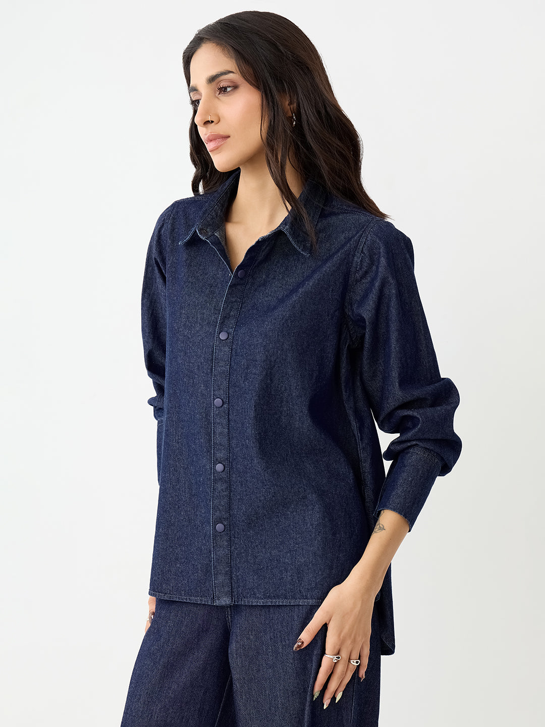 DenimClassic Navy High Low Shirt