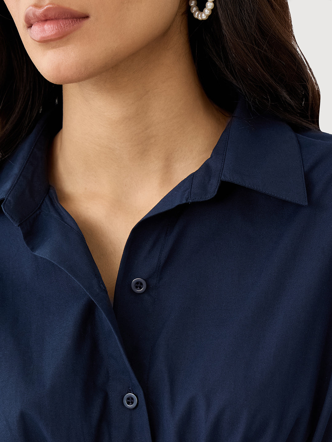 Crispcotton Navy Cinched Waist Shirt