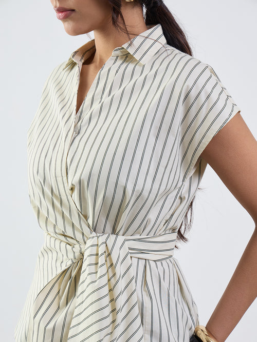 Off-White Stripe Wrap Top