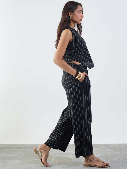 Black Stripe One Shoulder Co-Ord Set