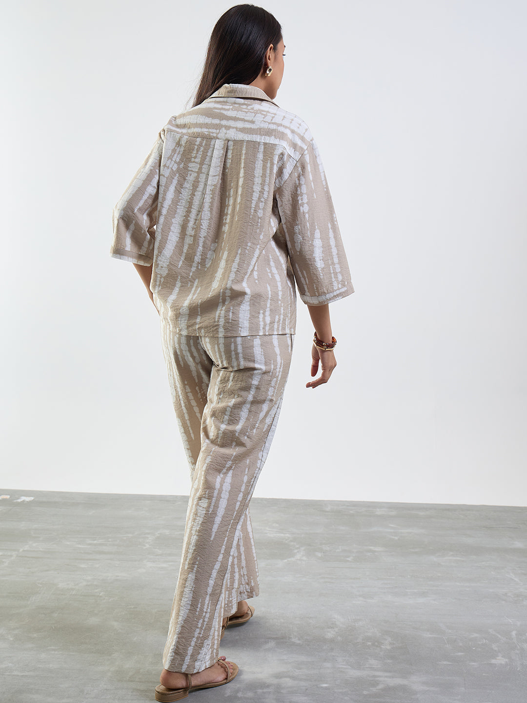 Beige Abstract Shirt Co-Ord