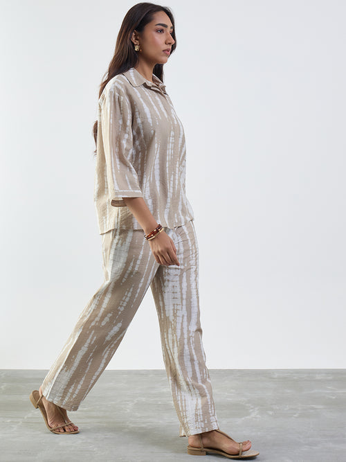 Beige Abstract Shirt Co-Ord