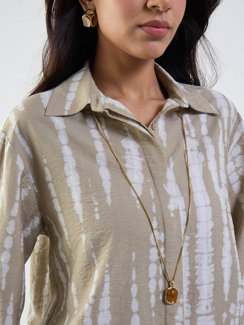 Beige Abstract Shirt Co-Ord