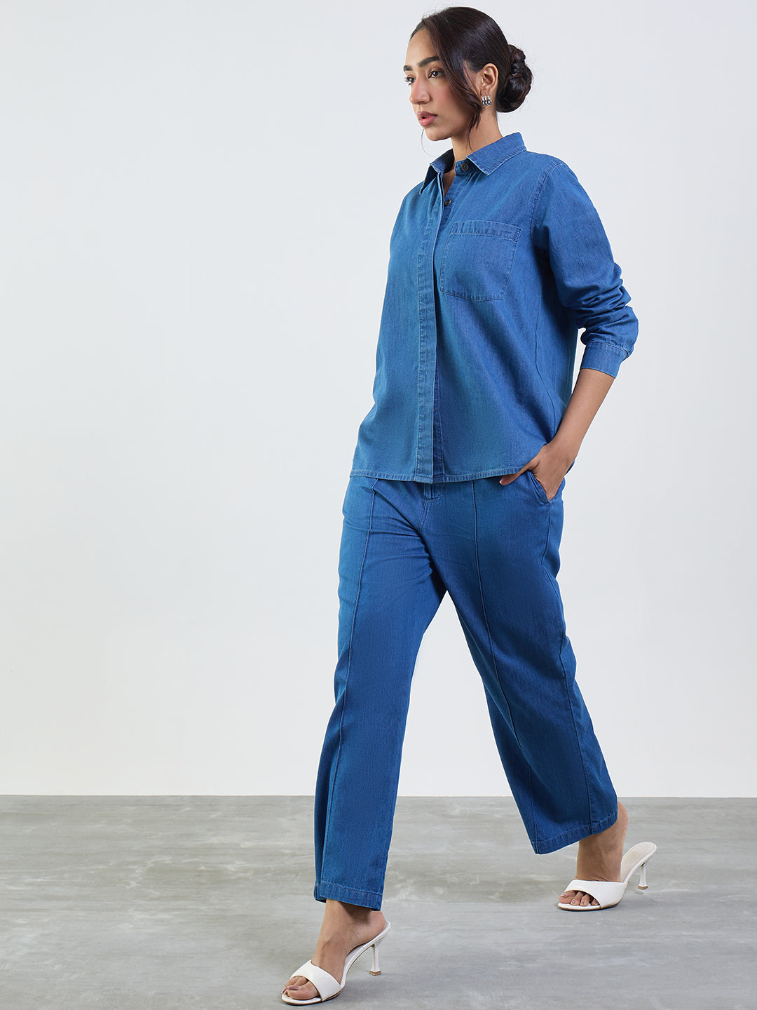 Mid Blue Shirt Denim Co-Ord