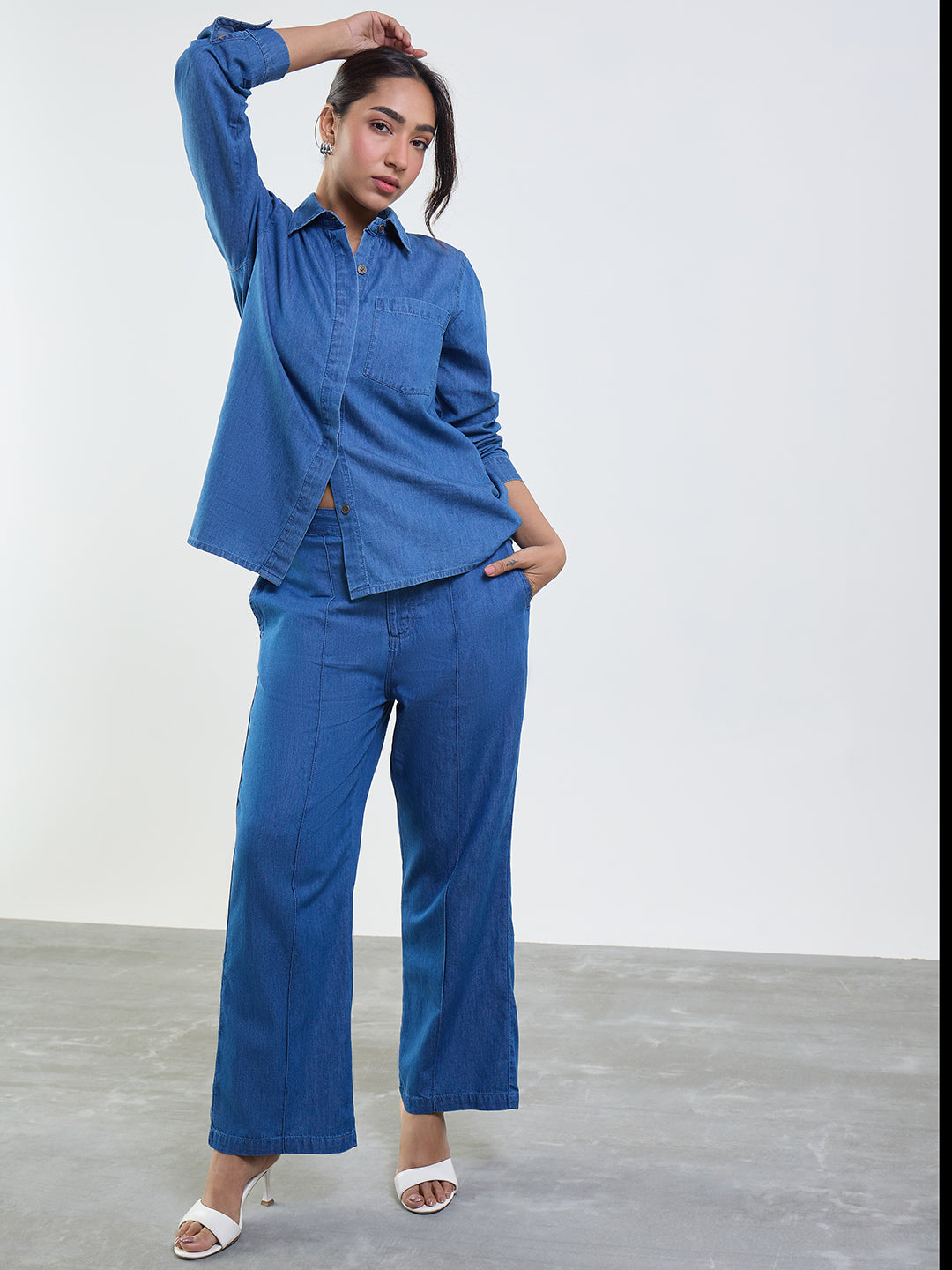 Mid Blue Shirt Denim Co-Ord