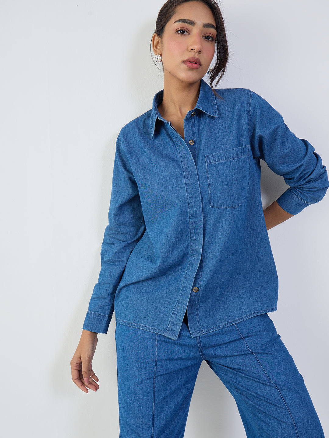 Mid Blue Shirt Denim Co-Ord