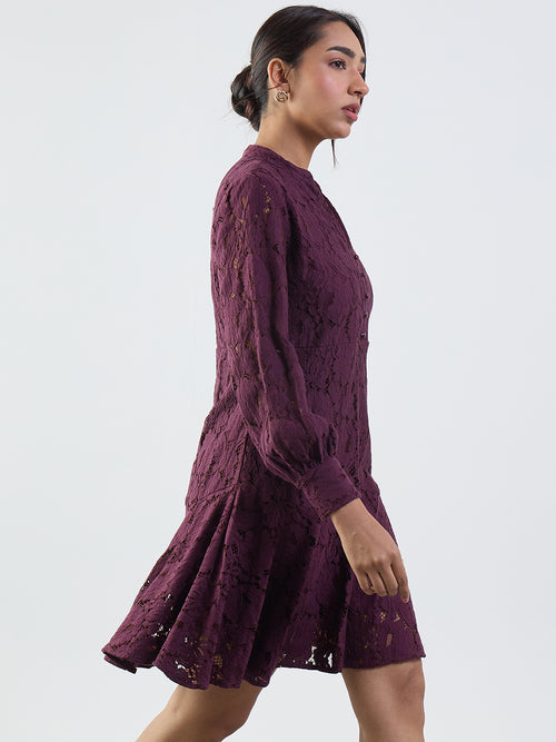 Wine Lace Mini Dress