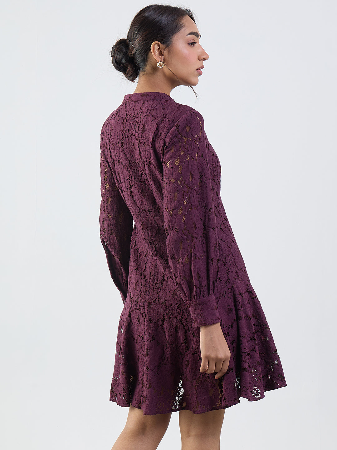 Wine Lace Mini Dress