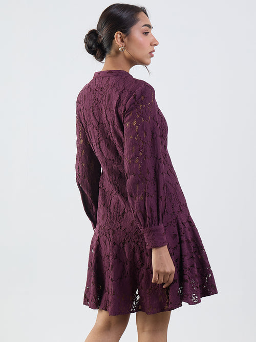 Wine Lace Mini Dress