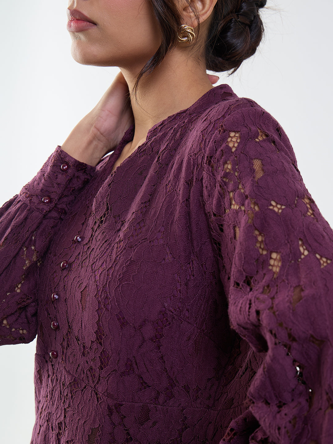 Wine Lace Mini Dress