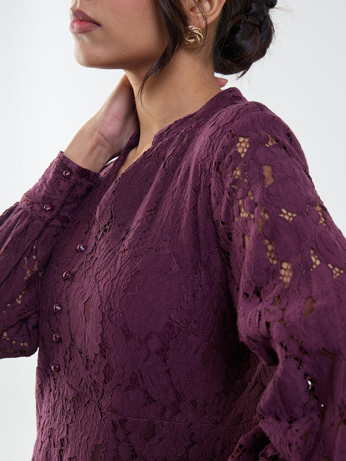 Wine Lace Mini Dress