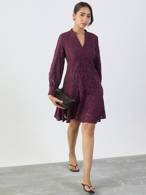 Wine Lace Mini Dress