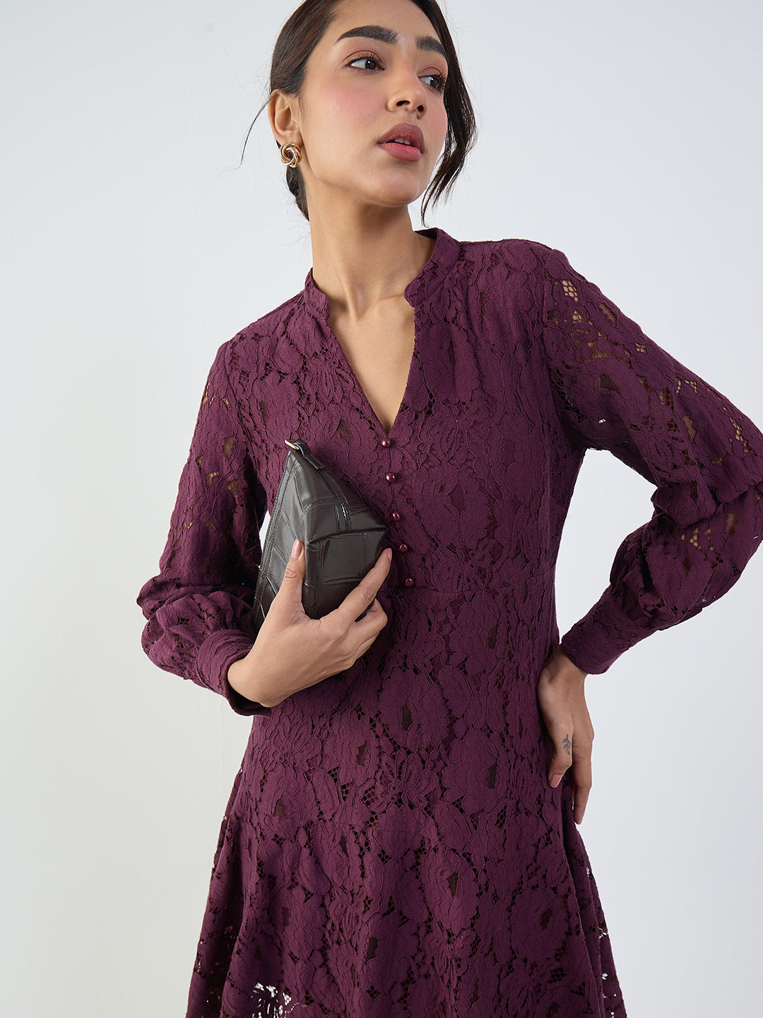 Wine Lace Mini Dress