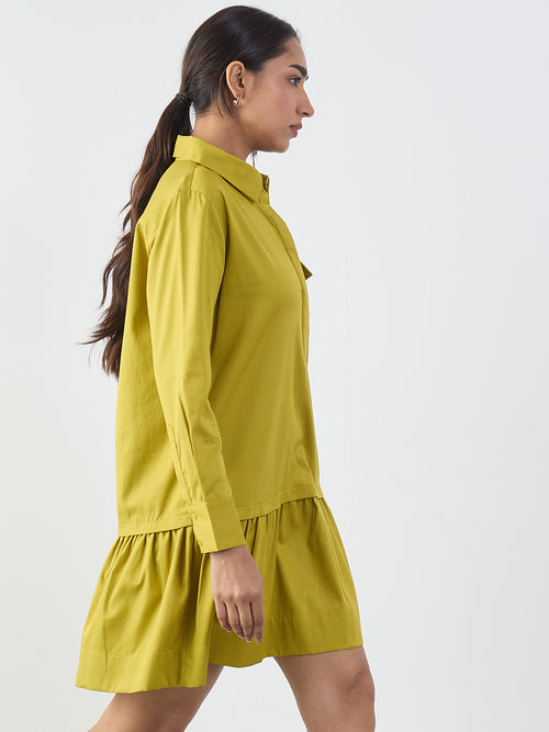 citrine-green-cotton-shirt-mini-dress-ff-7446