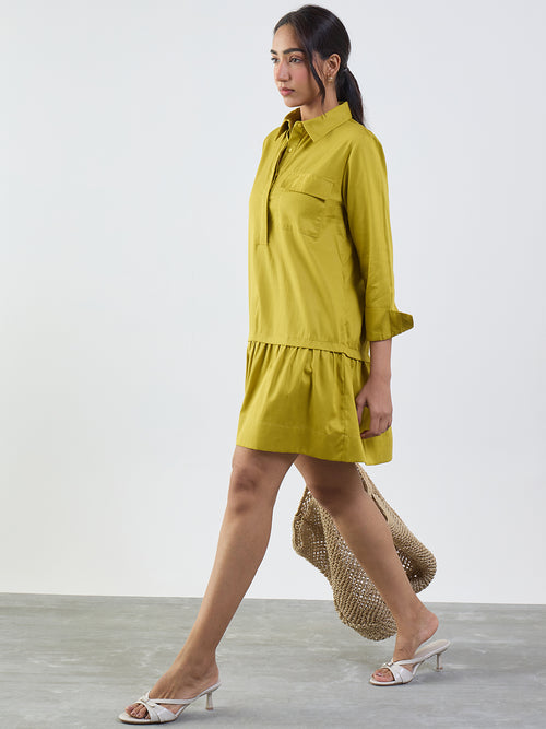 citrine-green-cotton-shirt-mini-dress-ff-7446