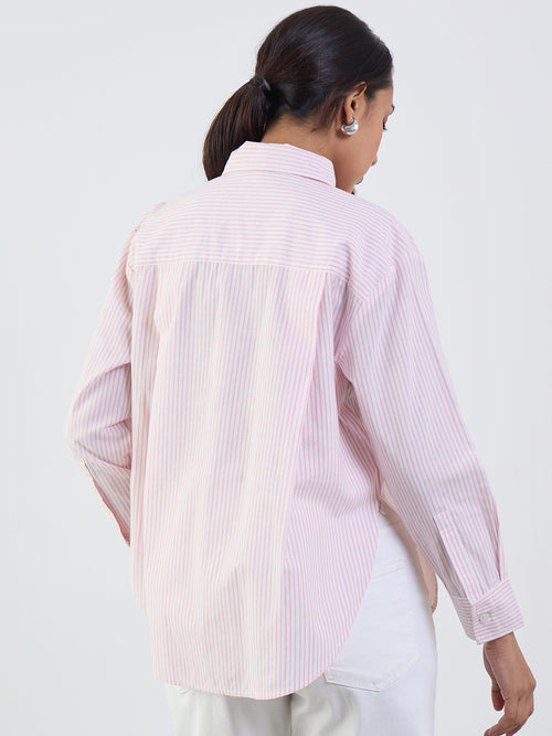 Pink Stripe Lurex Oversized Shirt
