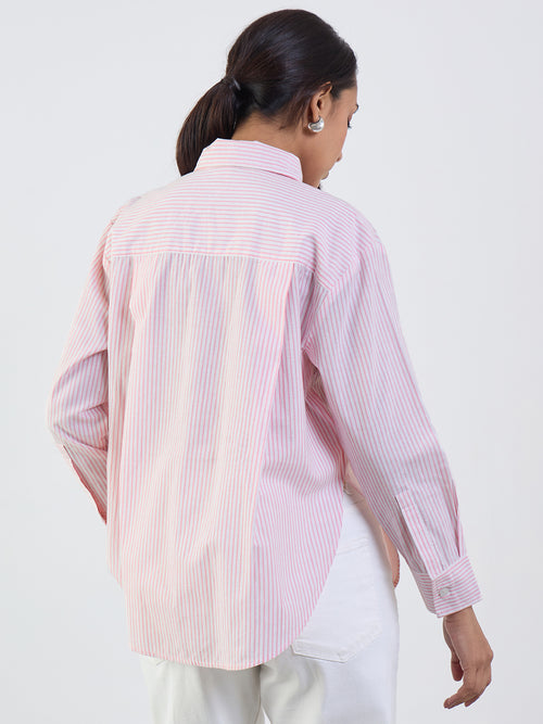 Pink Stripe Lurex Oversized Shirt