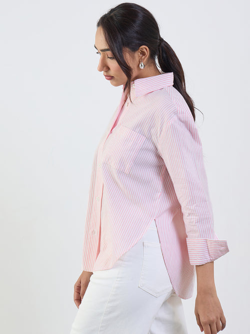 Pink Stripe Lurex Oversized Shirt