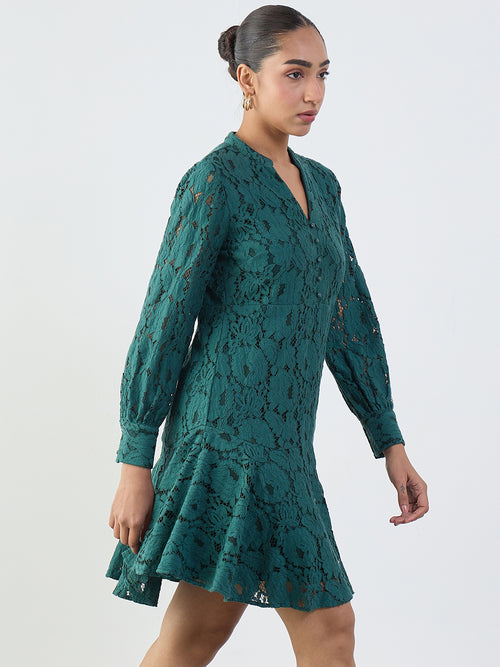 Green Lace Mini Dress