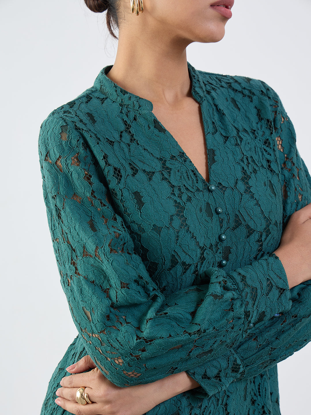 Green Lace Mini Dress