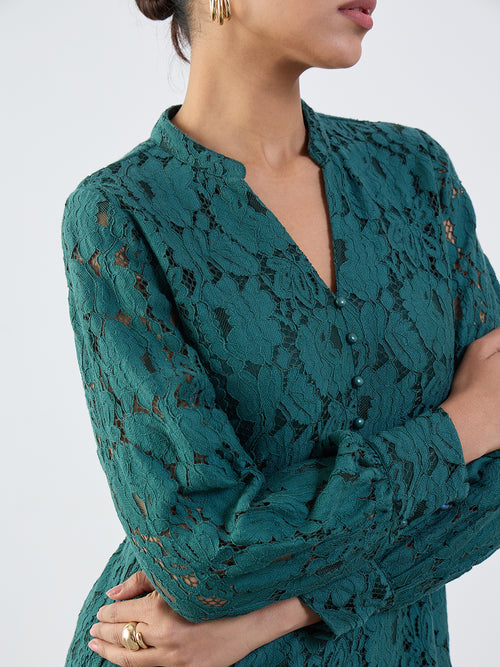 Green Lace Mini Dress