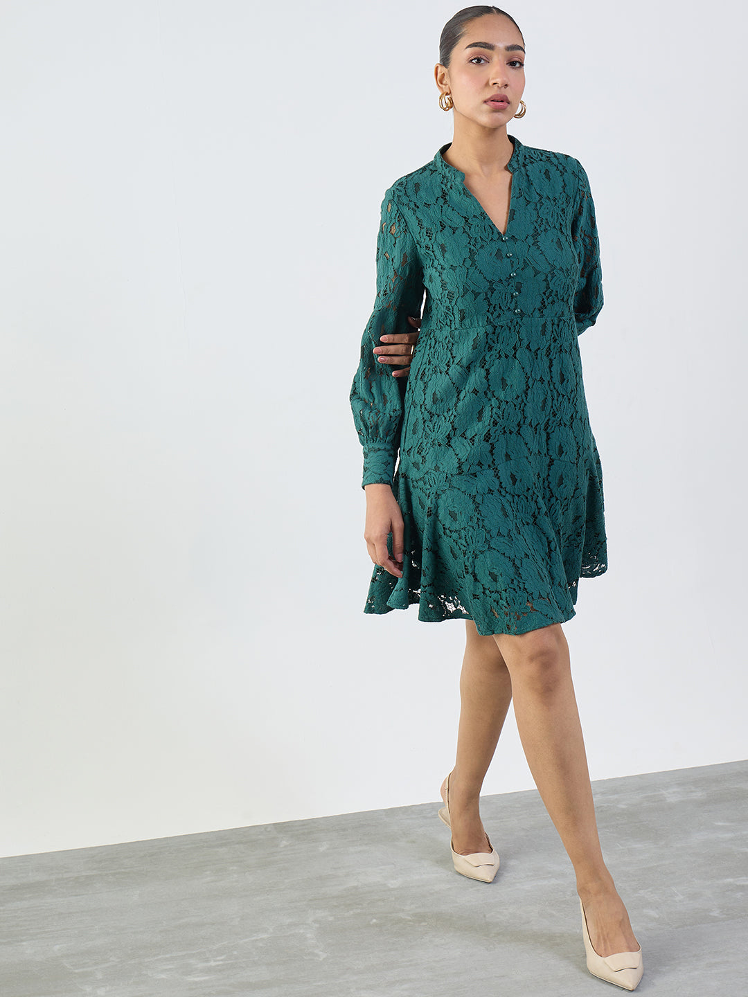 Green Lace Mini Dress