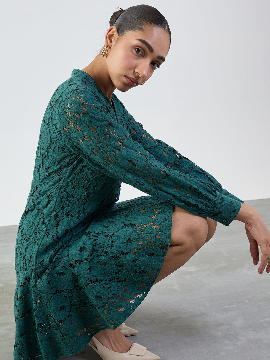 Green Lace Mini Dress