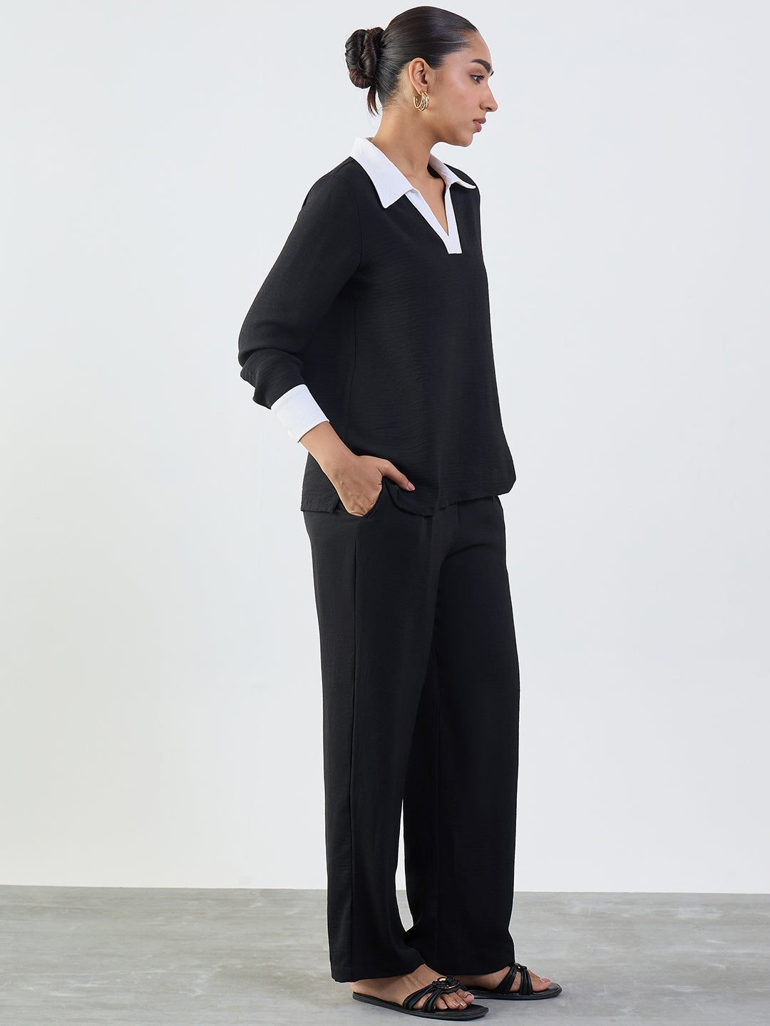 Black And White Colorblock Co-Ord Set