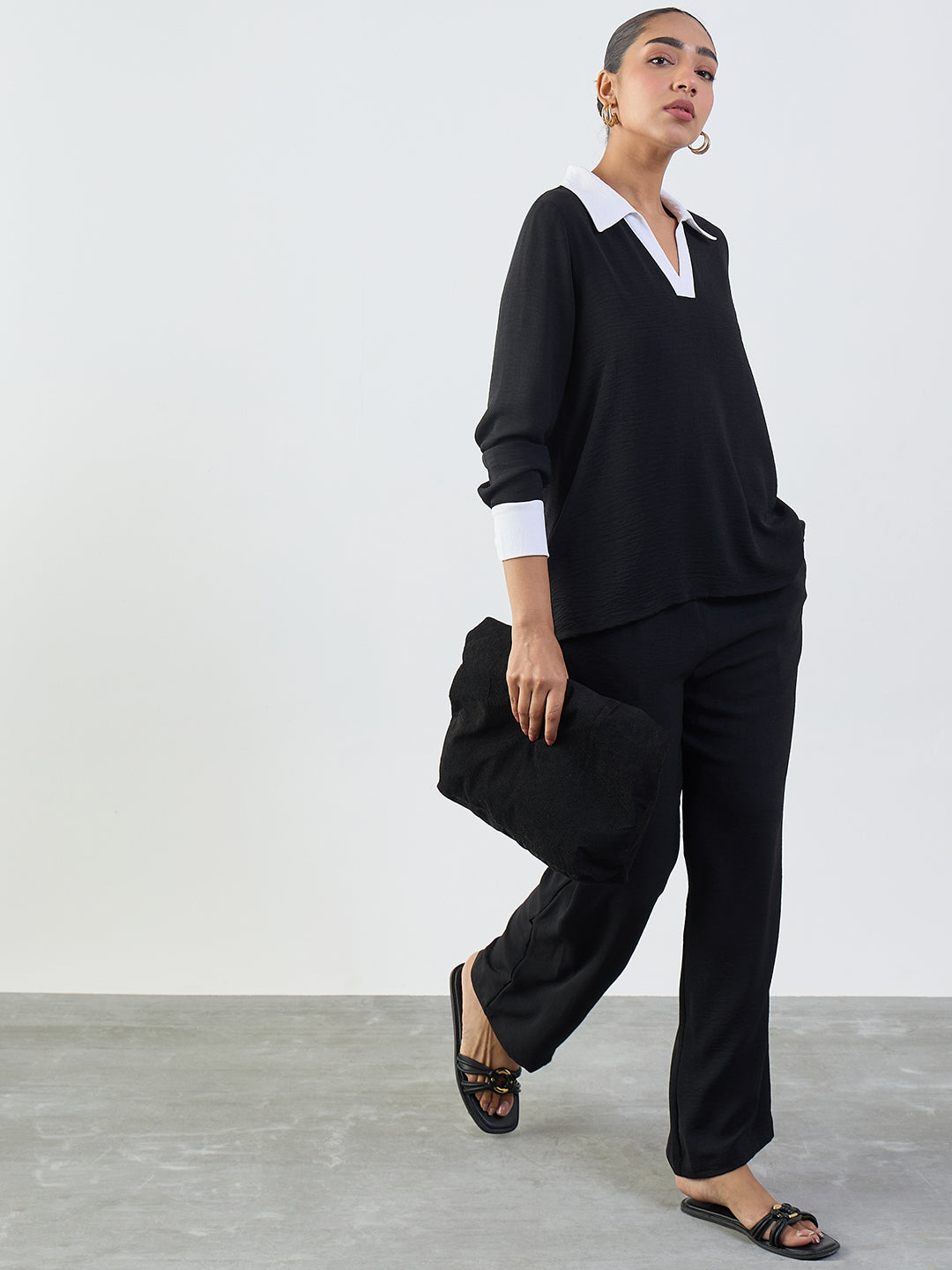 Black And White Colorblock Co-Ord Set