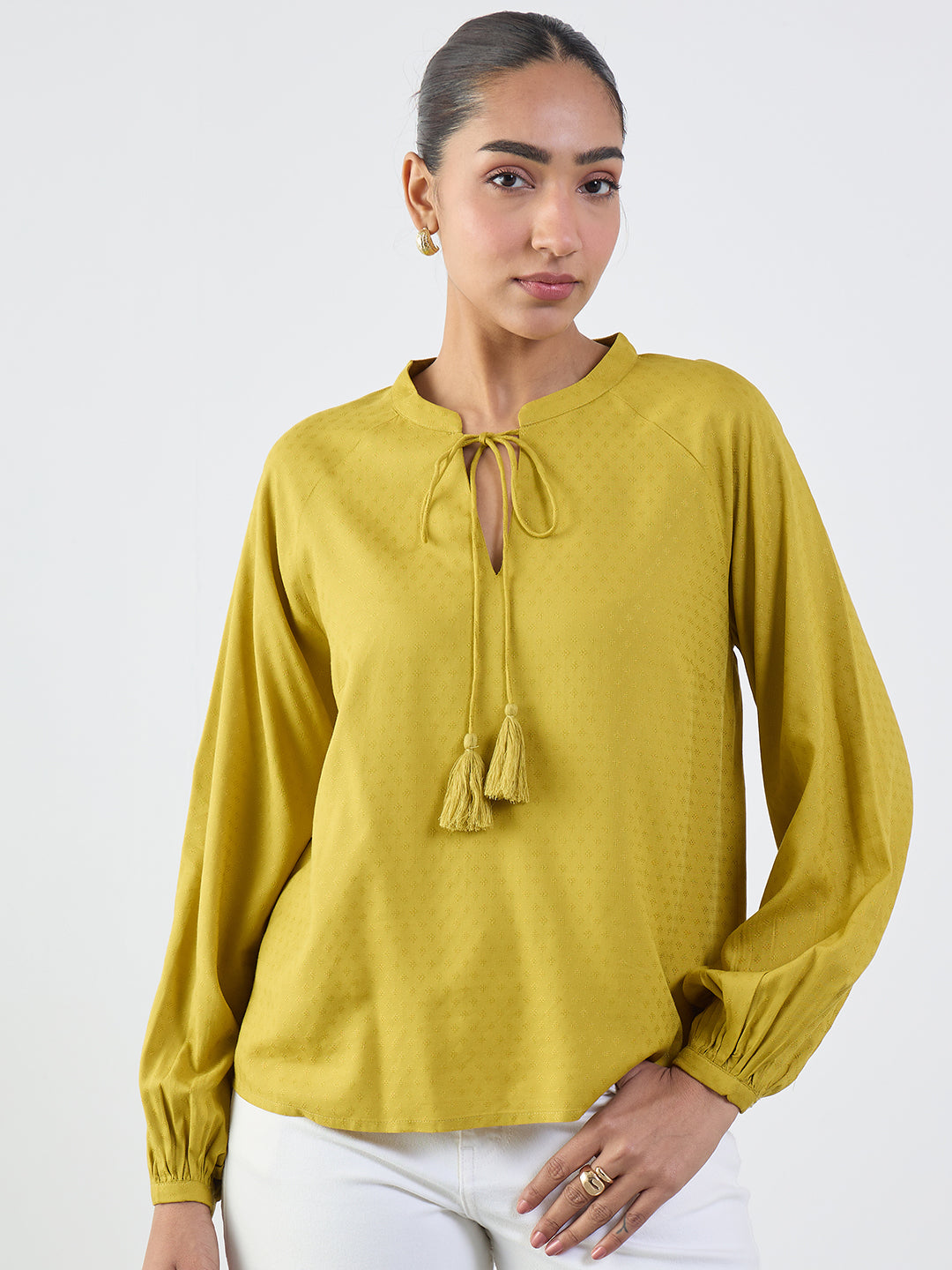 citrine-green-peasant-sleeves-tie-up-top-ff-7508