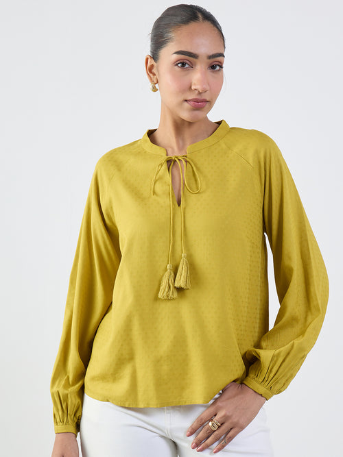 citrine-green-peasant-sleeves-tie-up-top-ff-7508