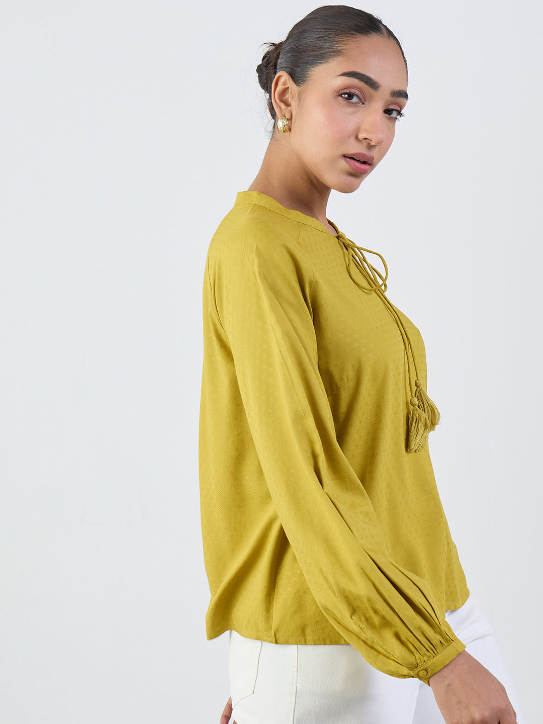 citrine-green-peasant-sleeves-tie-up-top-ff-7508