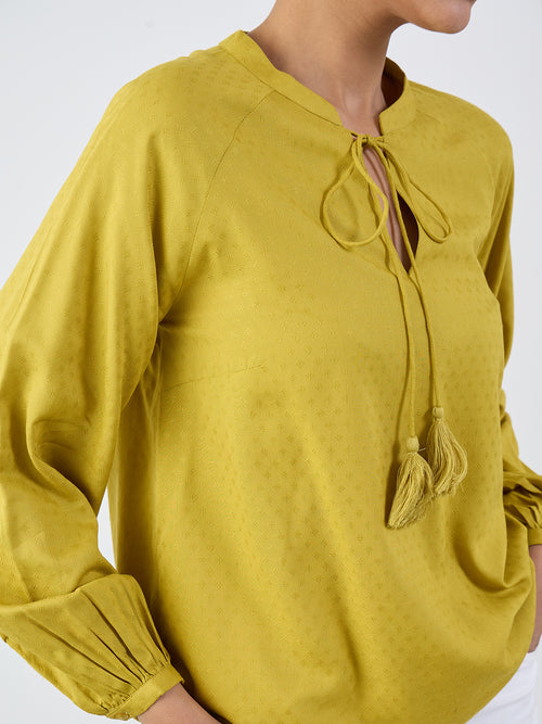 citrine-green-peasant-sleeves-tie-up-top-ff-7508